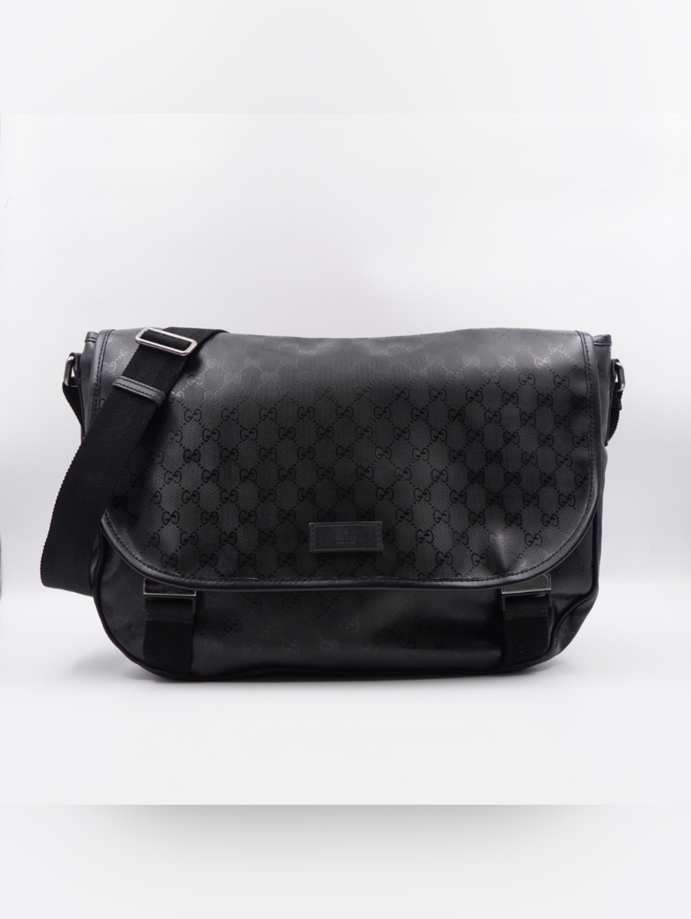 CH21 💗 GUCCI Imprime Monogram Double Buckle Flap Messenger Bag Large